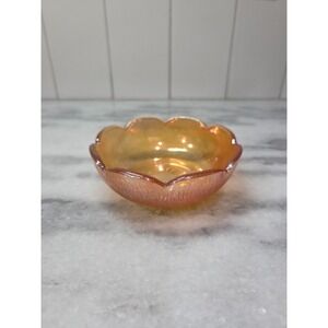 Jeanette Marigold Iridescent Crackle Carnival Bowl,‎ Dessert Bowl, Trinket Dish